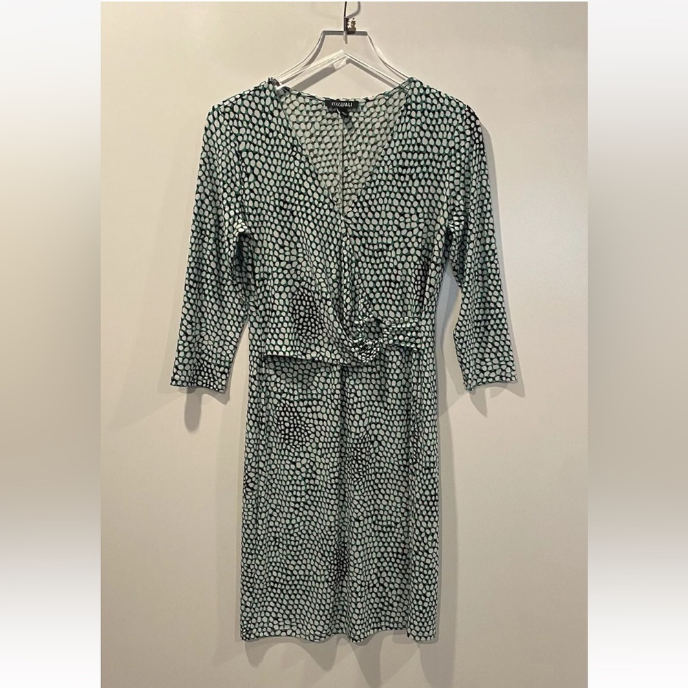 Roz & Ali Polka Dot Surplice Faux Wrap Dress Womens Size‎ Small (1480)